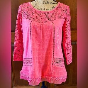 Hannah Small Calypso Coral Lace Cotton Top NWT